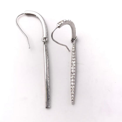 Silver CZ Bar Dangle Earring with sparkling cubic zirconia, elegant Women's Jewelry by FOSSICK IMPORTS