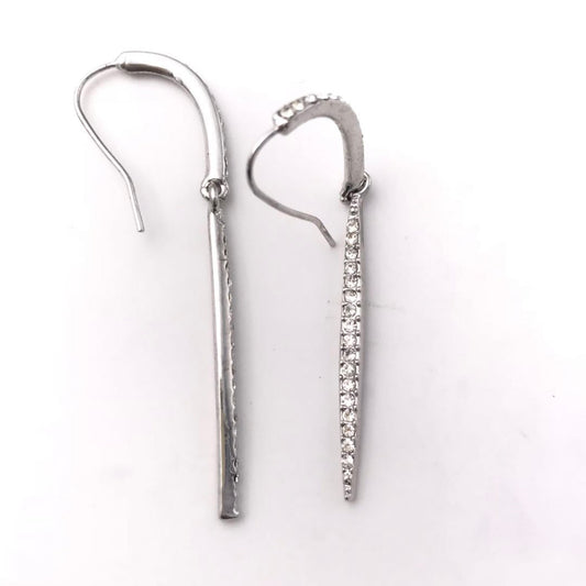 Silver CZ Bar Dangle Earring