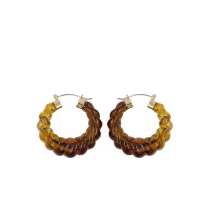 Antille Hoop tortoiseshell bead hoop earrings with gold-tone posts