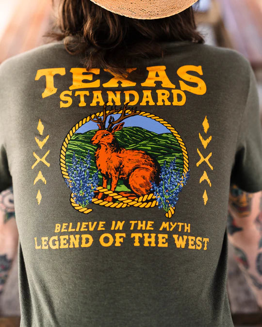 Heritage Printed Tee - Jackalope in gray and green by TEXAS STANDARD, Men's Arrivals at HCO