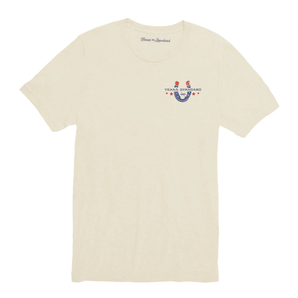 Heritage Printed Tee - No Work No Luck in white beige with vintage Texas design by TEXAS STANDARD
