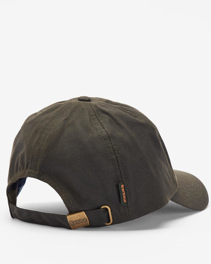Wax Cap in olive waxed cotton with adjustable strap and branded buckle, curated Fredericksburg TX