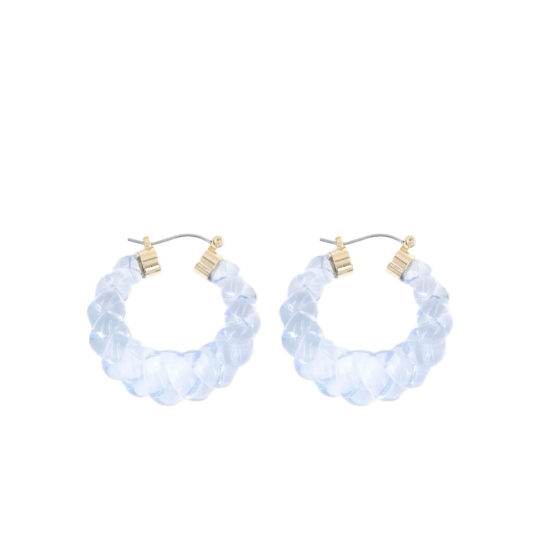 Antille Hoop earrings, light-blue faceted bead hoop with gold-tone posts