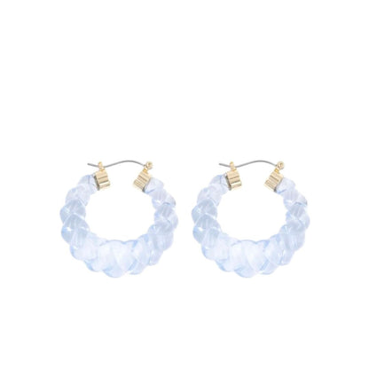 Antille Hoop earrings, light-blue faceted bead hoop with gold-tone posts