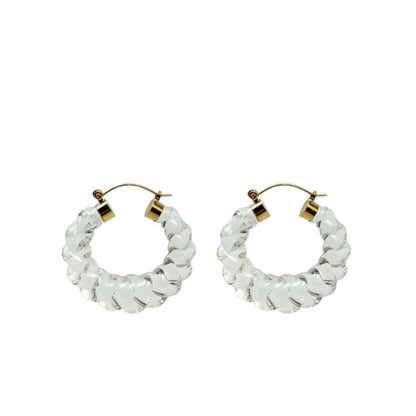 Antille Hoop earrings with clear faceted bead hoop and gold-tone posts