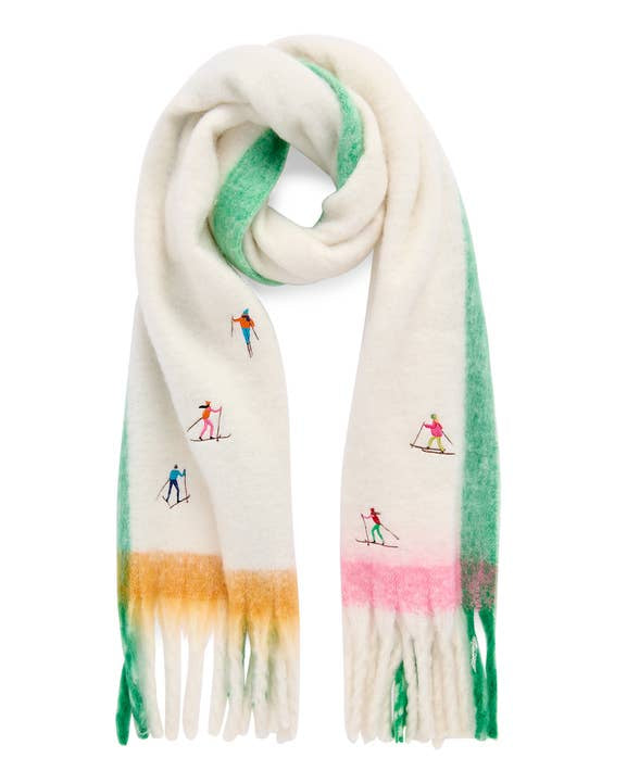 Alpine Scarf by SHIRALEAH in Women's Accessories collection with colorful ski motifs