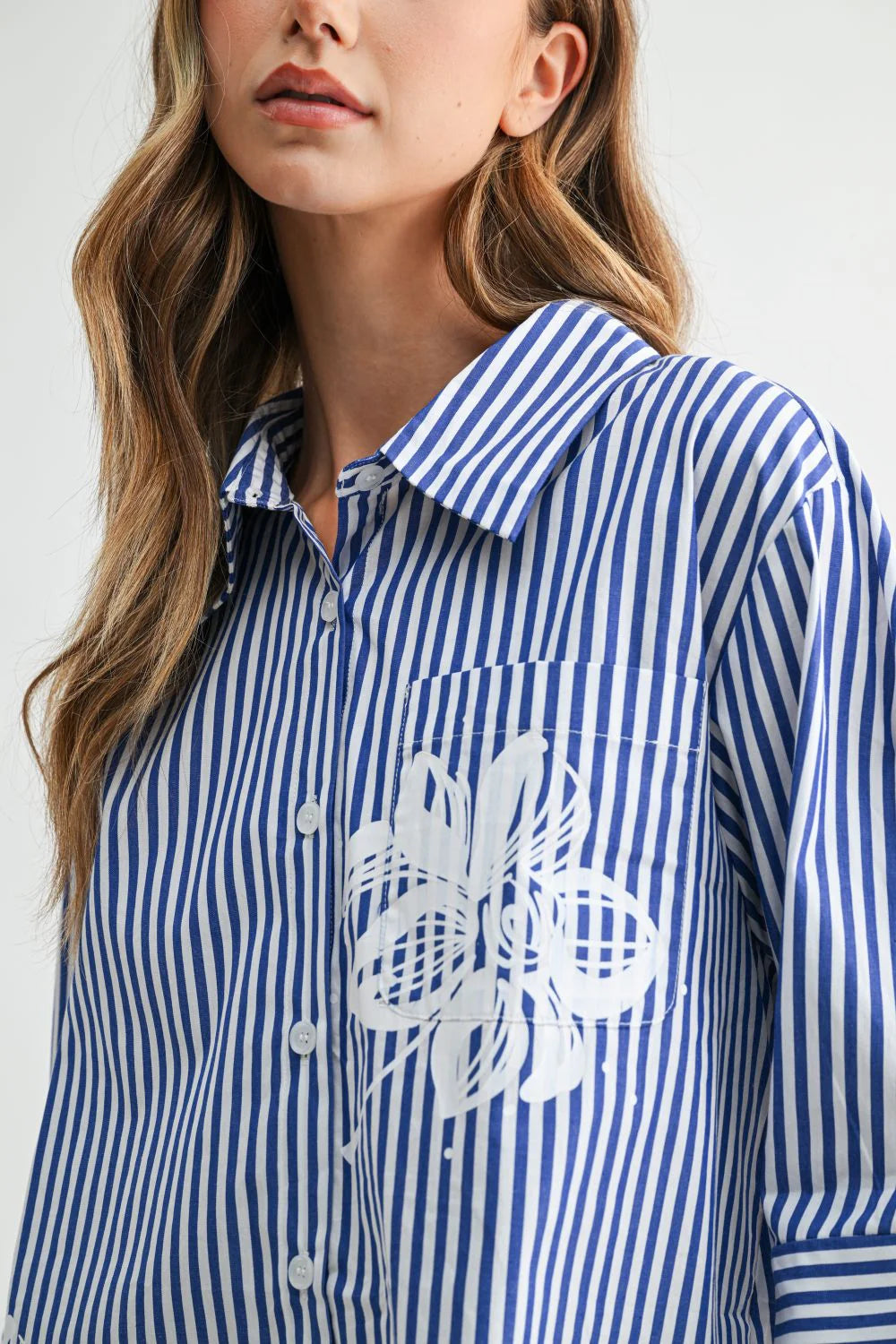 Janice Top with Stripes & Flower Print