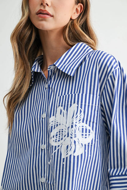 Janice Top with Stripes & Flower Print