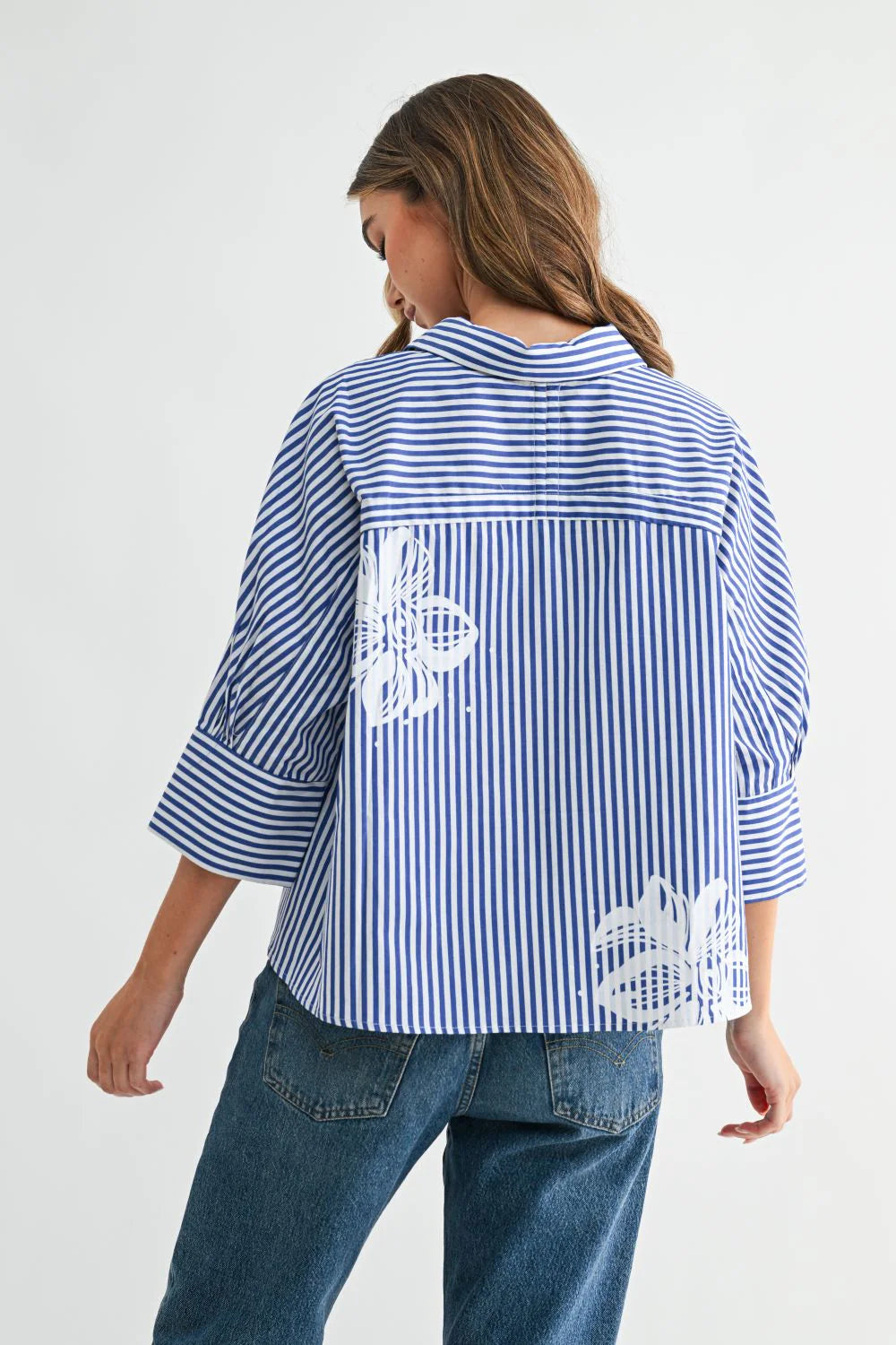 Janice Top with Stripes & Flower Print