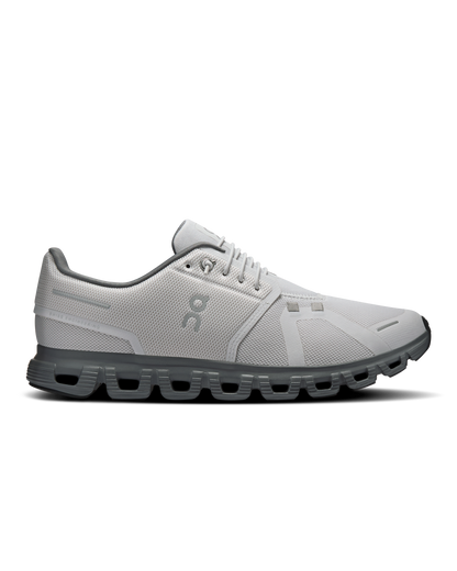 Cloud 6 M - Wolf/Rock men's running shoe in white and gray by ON RUNNING, HCO collection