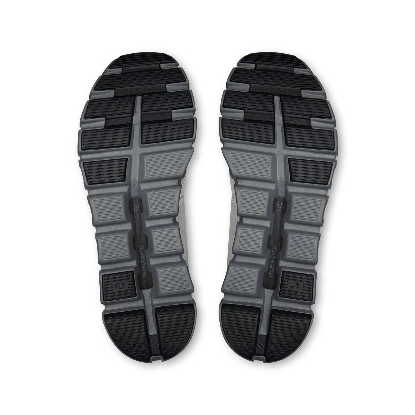 Cloud 6 M - Wolf/Rock men's running shoe outsole in white and gray by ON RUNNING HCO