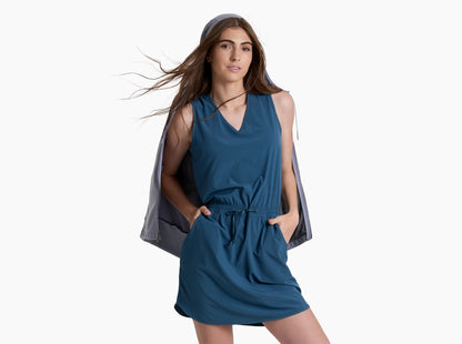 Vantage Dress - Seaport in blue with moisture-wicking stretch fabric, curated Fredericksburg Texas