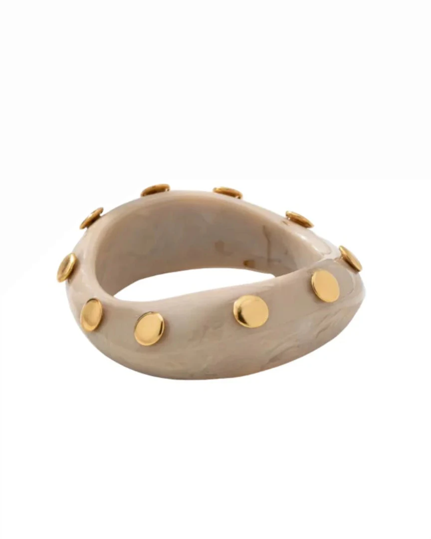 Beverly Bangle in brown lucite with warm gold-plated stainless steel studs, Women's Jewelry HCO ACCESSORY CONCIERGE