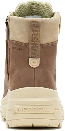 Harper Lace Zip Wp W brown waterproof hiking boot with rear zipper and cushioned collar by MERRELL