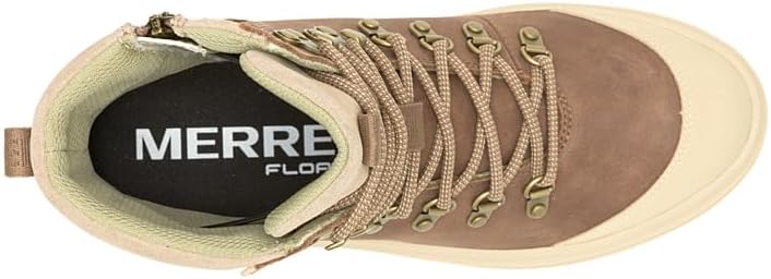 Harper Lace Zip Wp W brown waterproof hiking boot with cushioned collar by MERRELL