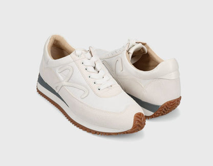 Queen - White Nival retro lace-up sneaker with padded collar and two-tone sole by VANELI at HCO