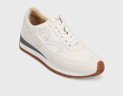Queen - White Nival retro lace-up sneaker with padded collar and two-tone sole by VANELI at HCO