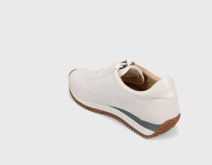 Queen - White Nival retro lace-up sneaker with two-tone sole and padded collar by VANELI at HCO