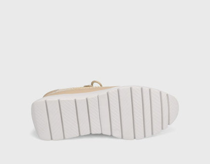 Qubi - Beige and White Tamara sneaker with rubber sole and rope details by VANELI at HCO