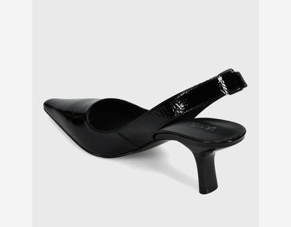 Patti - Black Naplak patent leather slingback with pointed toe and sculpted 2.25-inch heel by VANELI