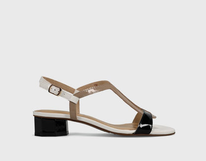 Hollis - Black Combo low-heel sandal with buckle strap and padded insole by VANELI, Women's Shoes HCO