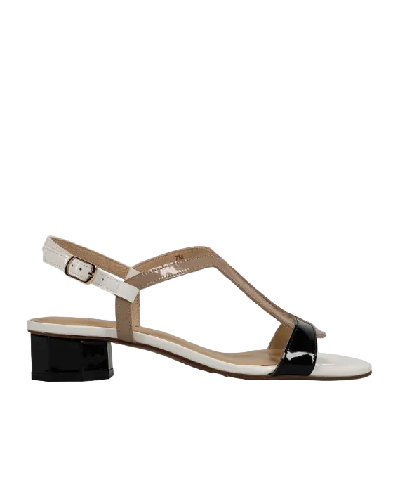 Hollis - Black Combo low-heel sandal with buckle strap, padded insole by VANELI, Women's Shoes HCO