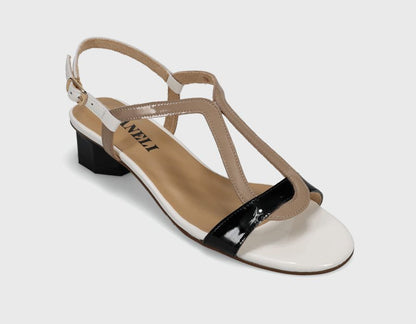 Hollis - Black Combo low-heel sandal with buckle strap and padded insole by VANELI, Women's Shoes HCO