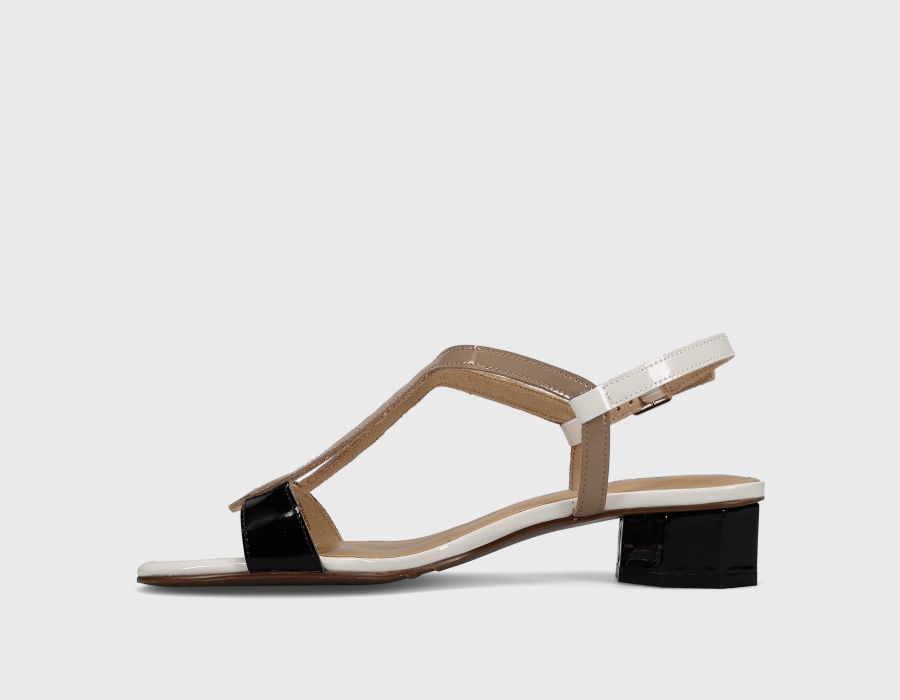 Hollis - Black Combo low-heel sandal with buckle strap and padded insole by VANELI, Women's Shoes HCO