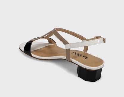 Hollis - Black Combo low-heel sandal with buckle strap and padded insole by VANELI, Women's Shoes HCO