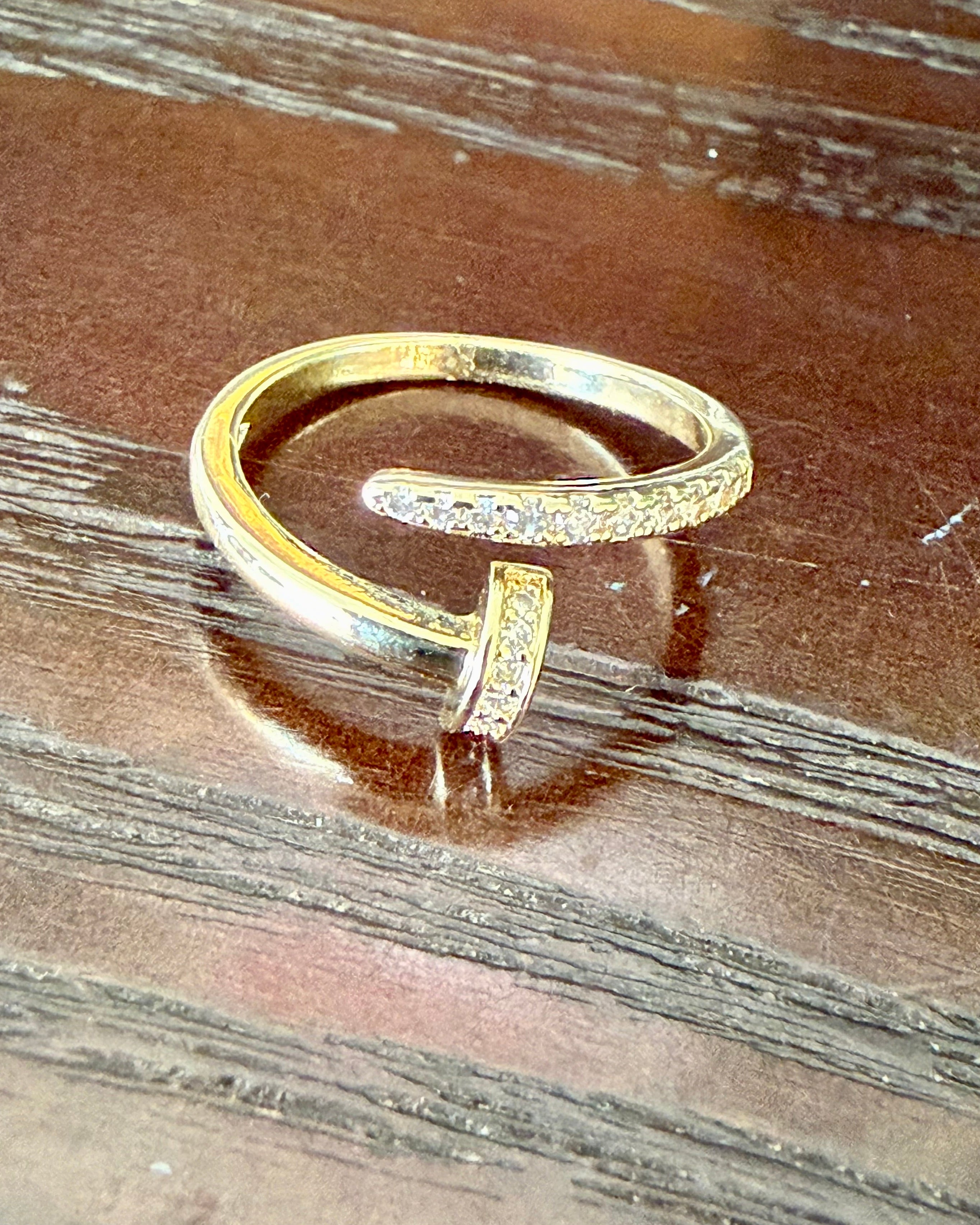Gold CZ Nail Ring