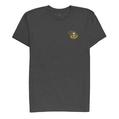 Heritage Printed Tee - Legends Ride Forever in gray blue with vintage Texas rider art by TEXAS STANDARD