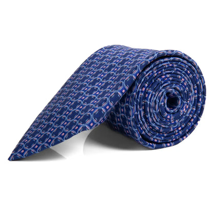 Men's Tie 5957 in microfiber poly with blue geometric pattern by SELINI NEW YORK HCO Ties