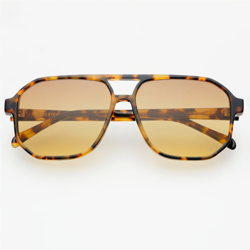 Billie sunglasses, brown frame with amber-tinted lenses, front