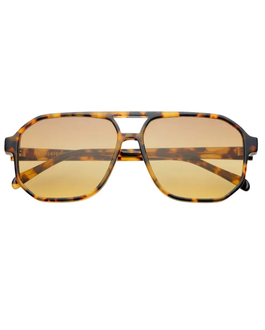 Billie sunglasses, brown frame with amber-tinted lenses, front