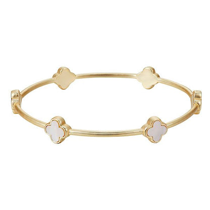 GOLD BANGLE WITH MOP CLOVERS