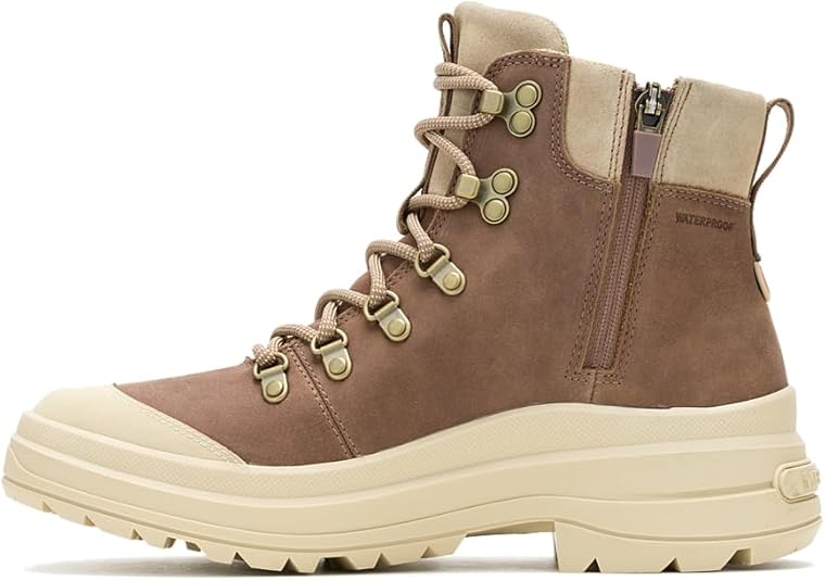 Harper Lace Zip Wp W brown waterproof hiking boot with side zipper by MERRELL at HCO Sale & Clearance