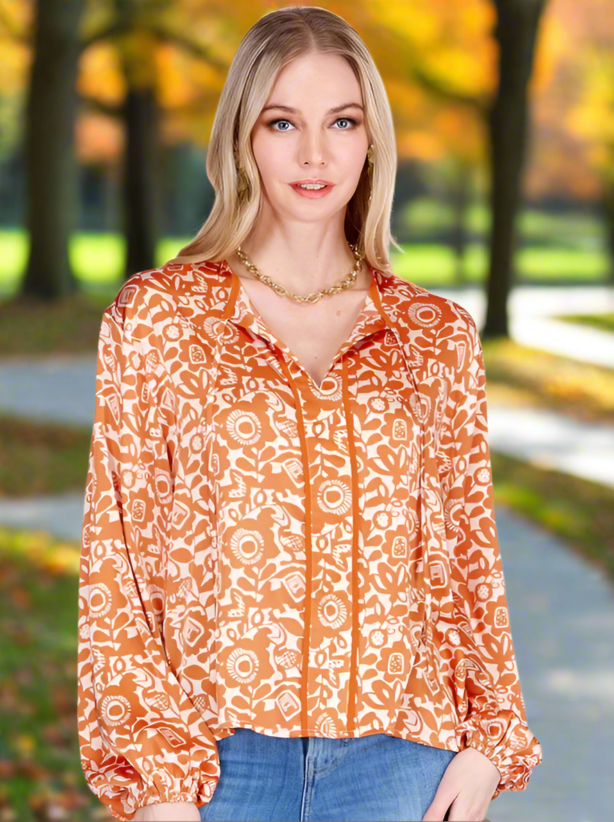 Trimmed Top - Tangerine Tango