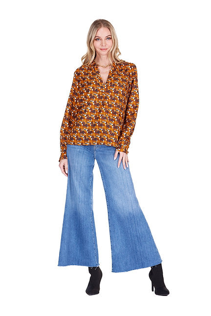 Placket V-Neck Top - Stampede