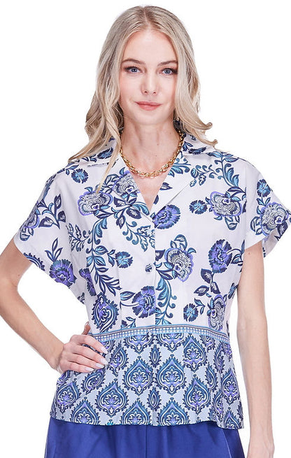 Waist Pleated Blouse