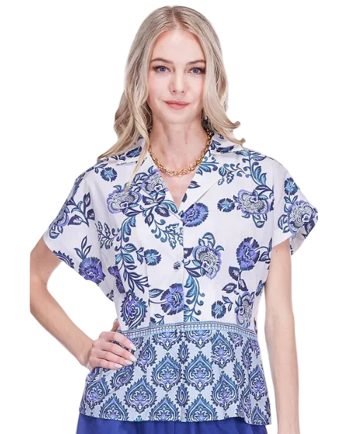 Waist Pleated Blouse