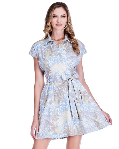 Fit & Darts Dress - Desert Palm by JADE, floral beige cotton-poly twill, Women's Dresses & Jumpsuits HCO Jade