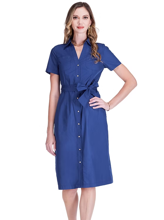 Pocket Midi Shirtdress - Navy