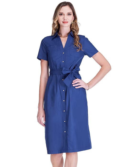 Pocket Midi Shirtdress - Navy