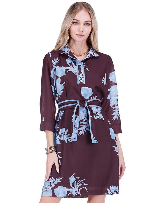 Band Collar Trimmed Dress