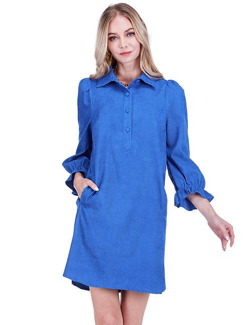 Placket Collar Dress - Royal
