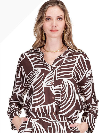 Split V-Neck Collar Blouse