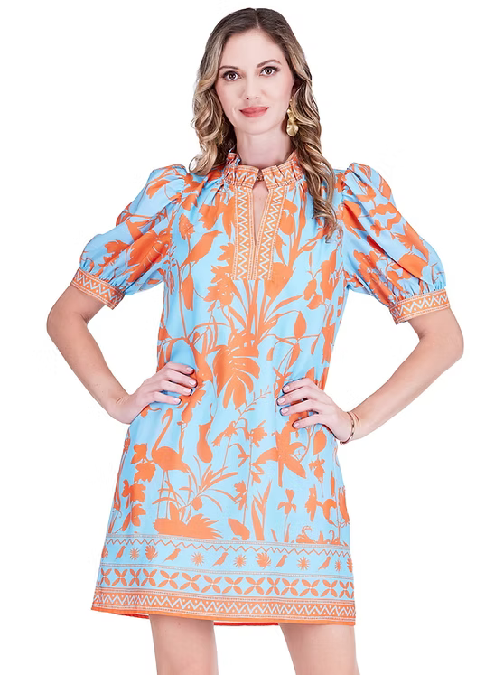 Ruffles Neck Dress - Birds of Paradise