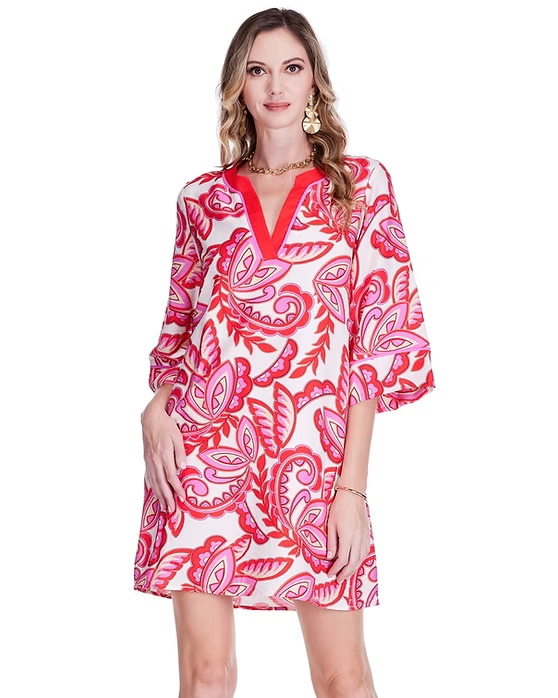Trimmed Tunic - Red Paisley
