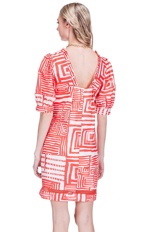 Ruffles Short Sleeve Trim Dress