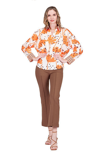 Contrast Collar Blouse - Wild Ember